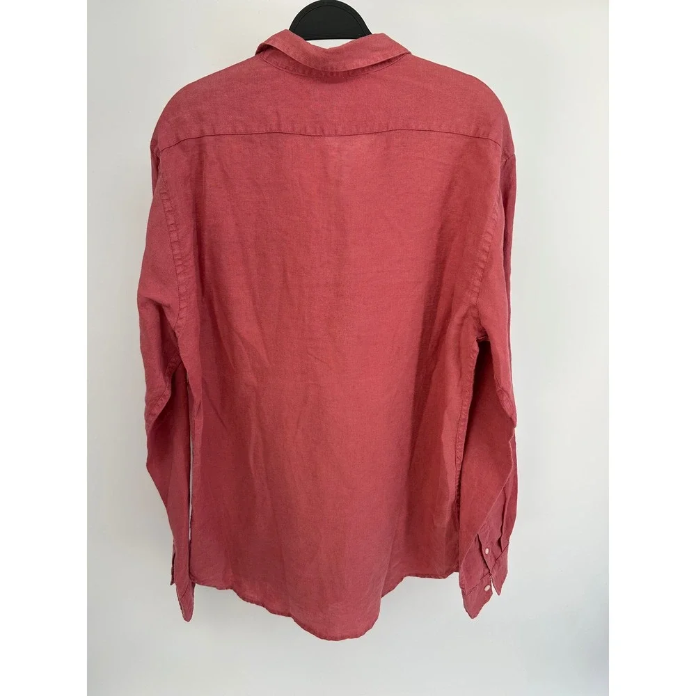 Grayers Mens Red 100% Linen Long Sleeve Button Down Shirt XL NWT